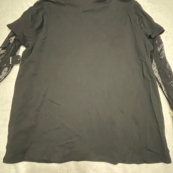 Torrid Black Tee with Lace Sleeves - Picture 11 of 11